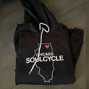 SoulCycle Black Hoodie with White Drawstrings